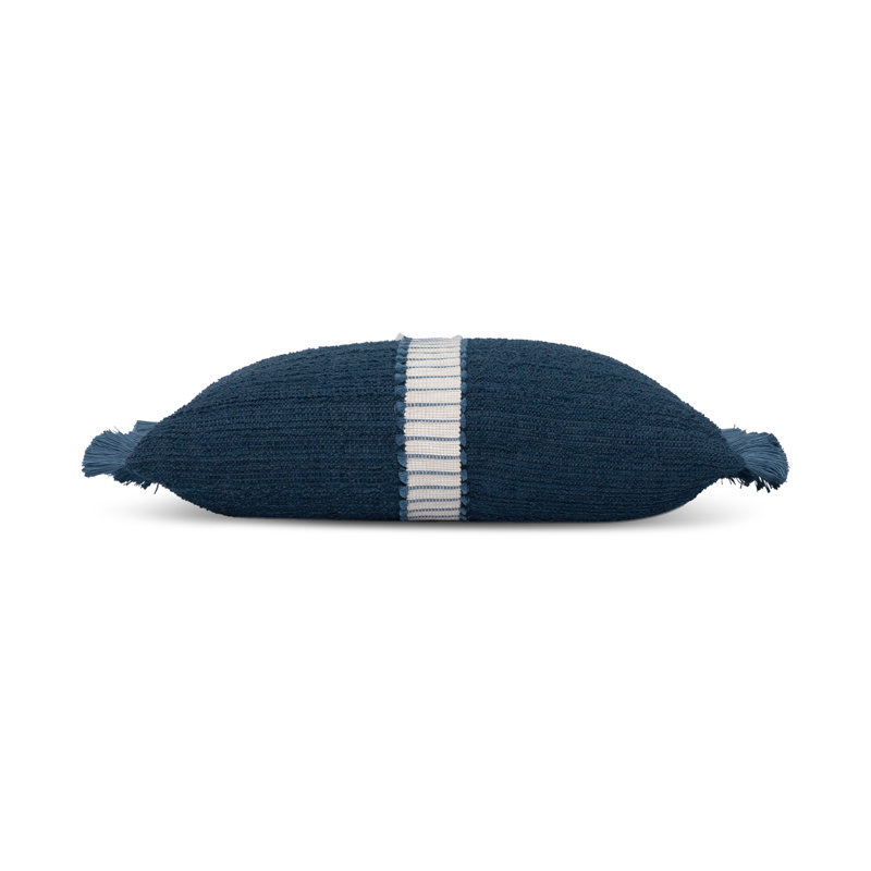Deluxe Indigo Indoor/Outdoor Pillow Cover & Insert, 12" x 20", Rectangular