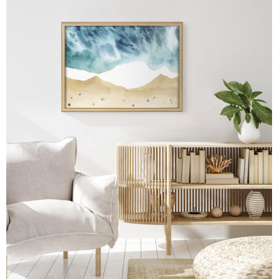 «North Shore» par Janet Meinke Lau, art mural en verre encadré