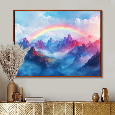 Arc-en-ciel au-dessus des montagnes - art mural arc-en-ciel