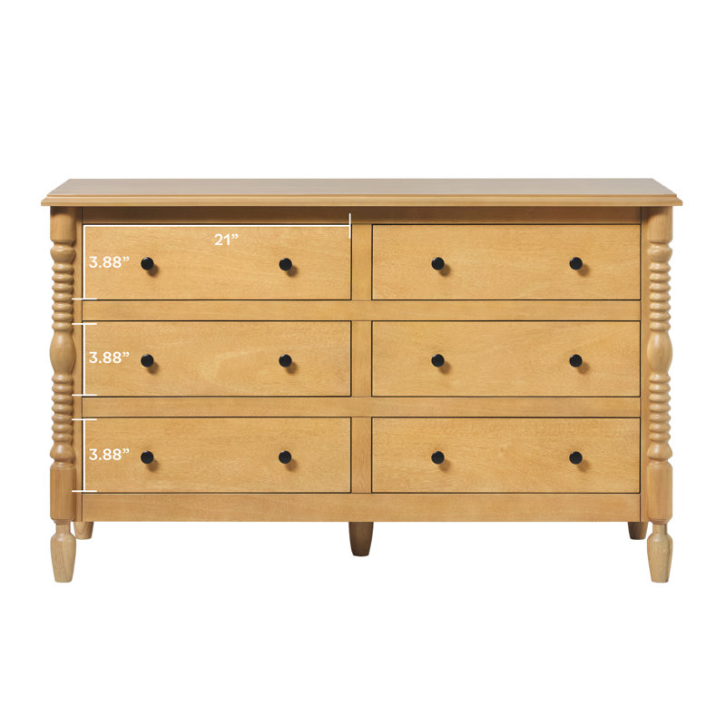 3-Piece Traditional Walker Edison Easy Assembly Vivienne Two 2-Drawer Nightstands and 6-Drawer Dresser, Natural