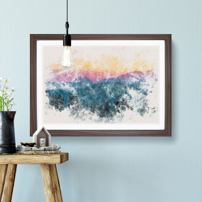 Mount Rainer in Seattle - Framed Print, 27cm H x 36cm W x 2cm D, Walnut Framed
