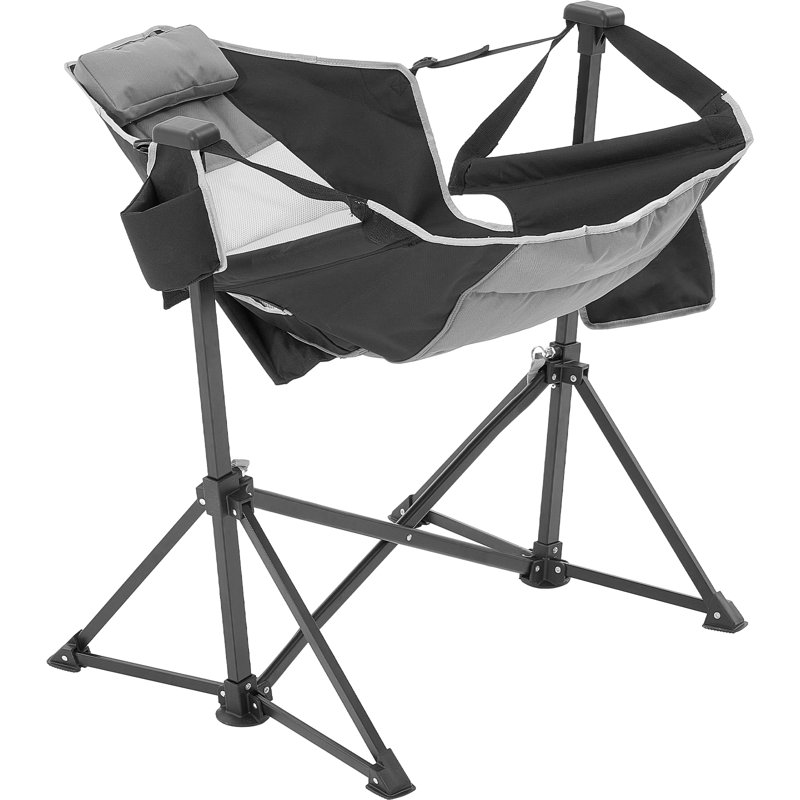 Chaise pliante de hamac pour camping avec capacité de charge de 300 lb, Noir, noir, noir, noir