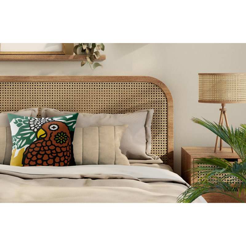 Coussin en microsuède Sibia, Carré 16 po, Noir / brun / vert / jaune