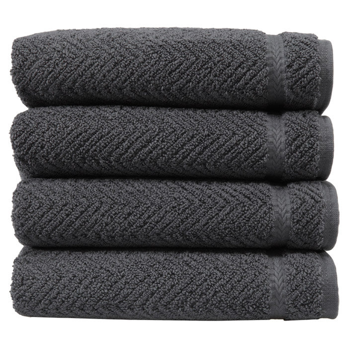 Ensemble de 4 serviettes à main en coton turque Gloria, Gris