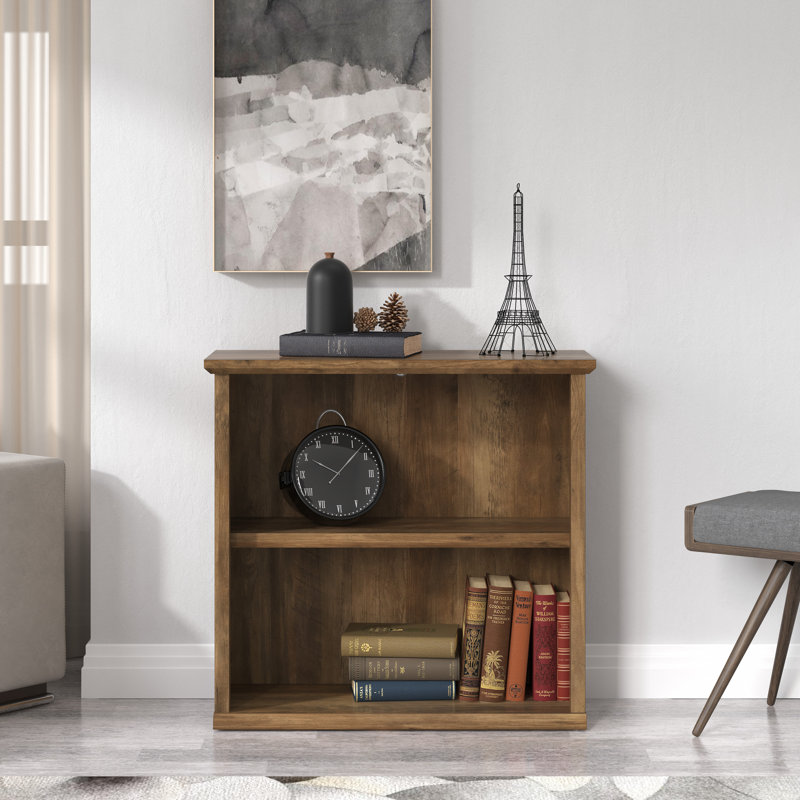 Kingstree Standard Bookcase, (2 Shelves) 30" H x 31" W x 12” D, Knotty Oak