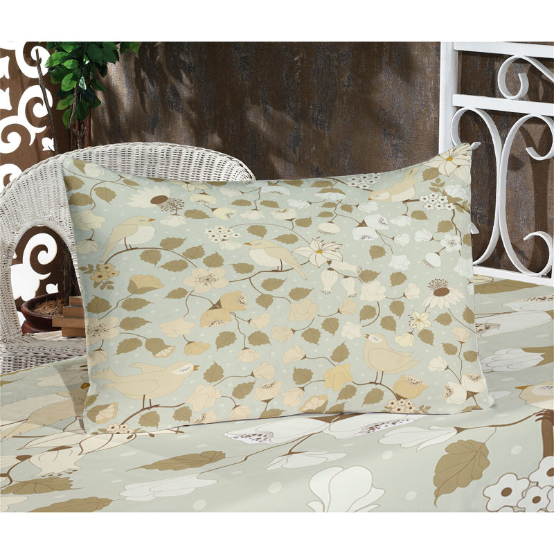Ensemble de taie décorative à motif floral Ambesonne, vert pistache et blanc