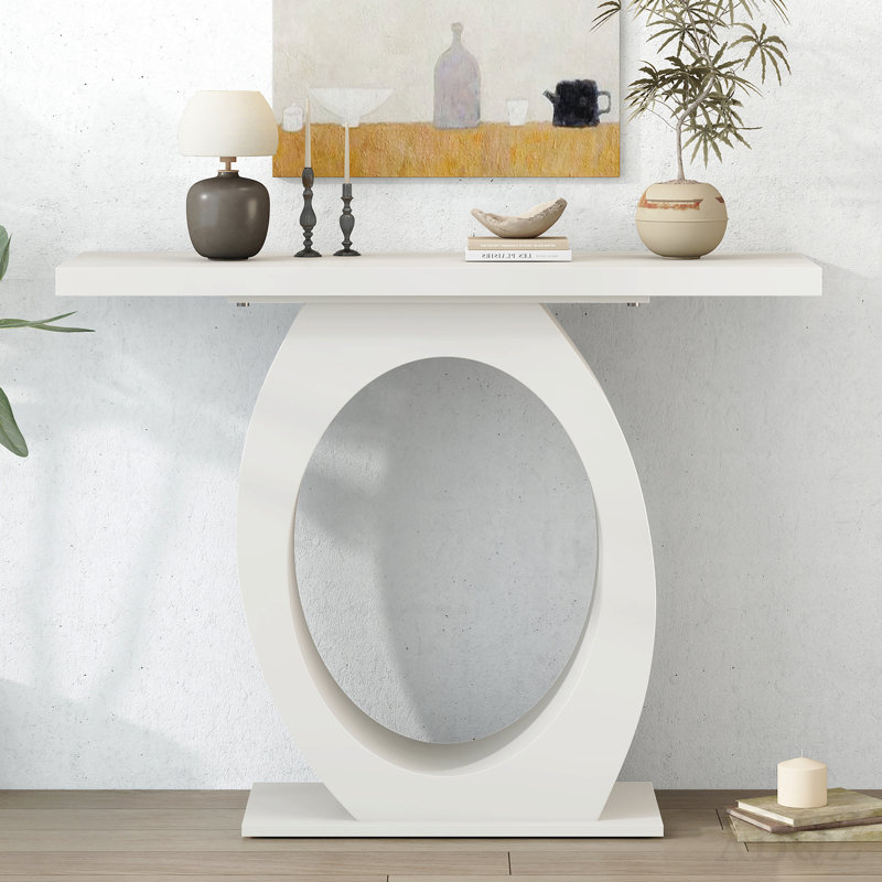 Console moderne avec base en forme d'œuf, stabilité et durabilité accrues, design épuré pour la décoration intérieure, parfaite pour le salon ou la chambre à coucher