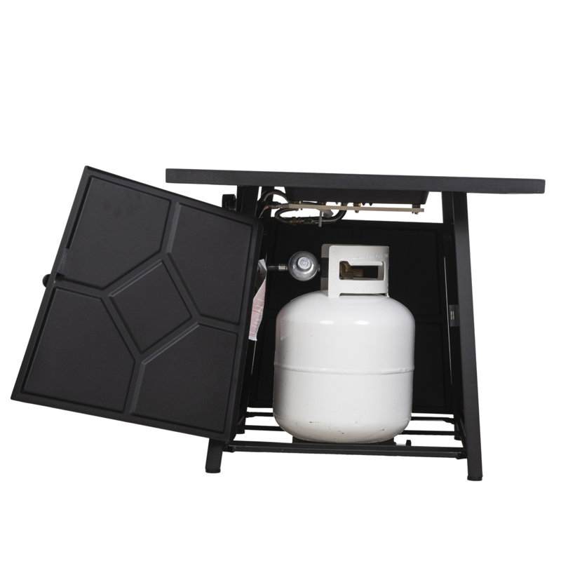 Foyer de table au propane en acier 40 000 BTU avec couvercle en acier et couvercle résistant aux intempéries