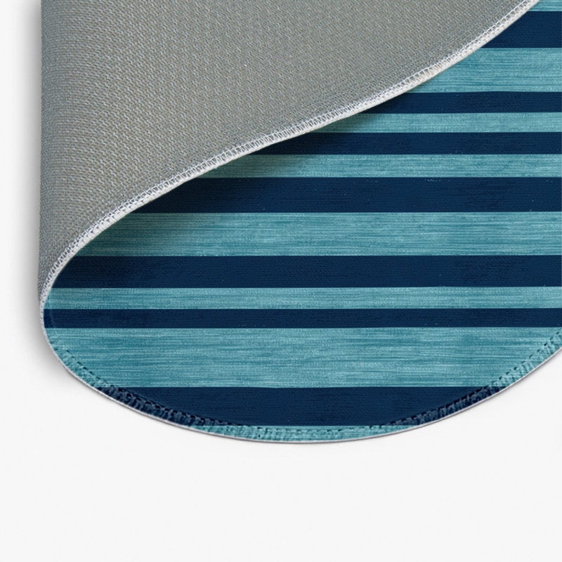Tapis intérieur / extérieur bleu HorizontalStripes, Rond 5 pi