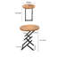 Table de bout latérale de 23 po, plateau rond en bois brun naturel, pieds modernes en fer à angle noir