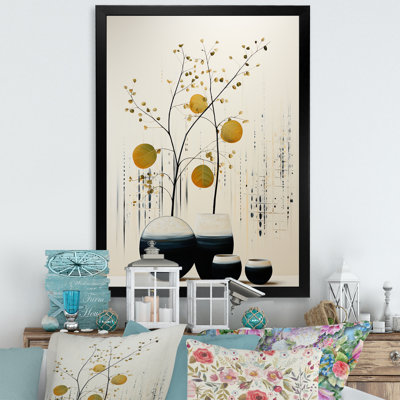 Learlene Beige Yellow Minimalist Oasis Poteries - Print on Canvas
