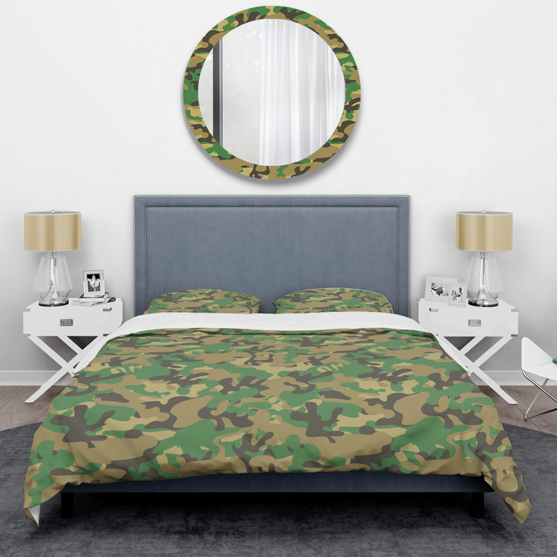 Ensemble de housse de couette en microfibre vert / brun 3 pièces