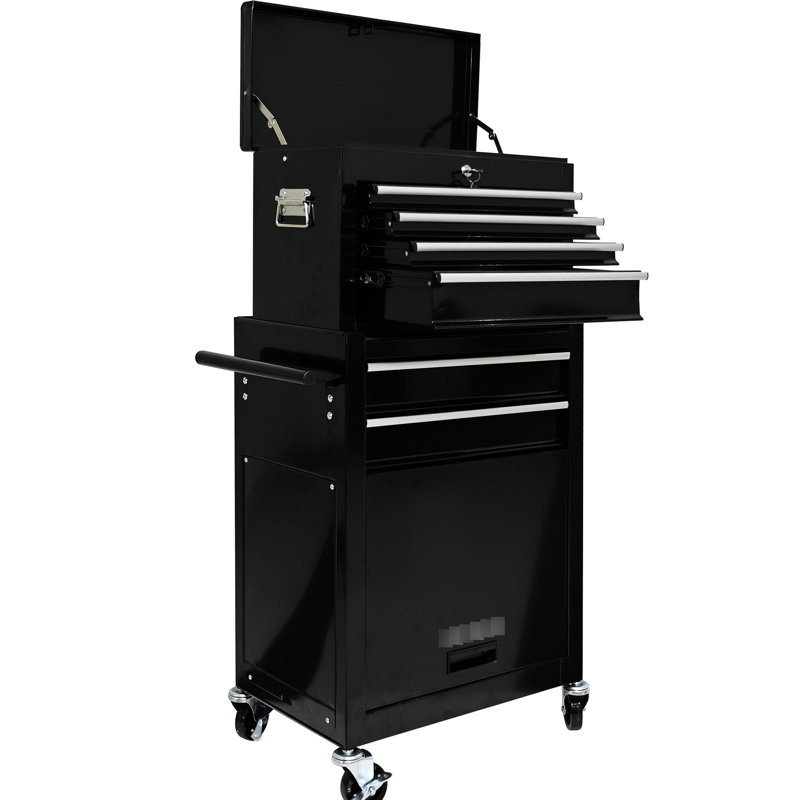 Black 6 Tool Chest With - Wheels And Lock