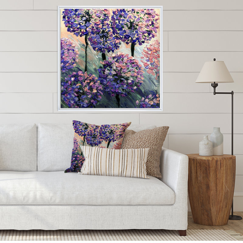 Nature morte rétro fleurs de lilas III - œuvre d'art traditionnelle sur toile, H 16 po x l 16 po x P 1 po