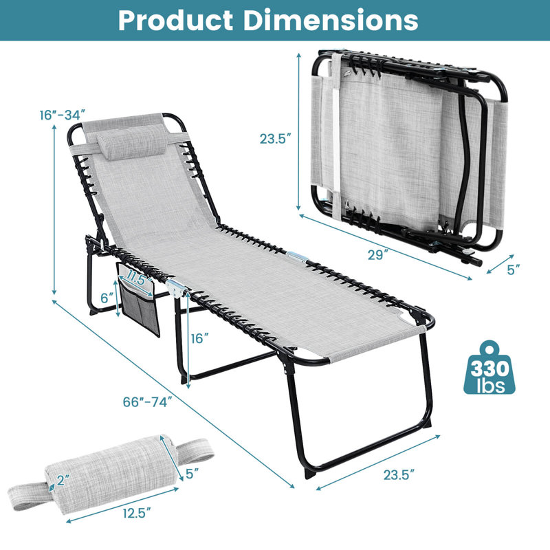 Avalynn Outdoor Chaise Lounge, Gray