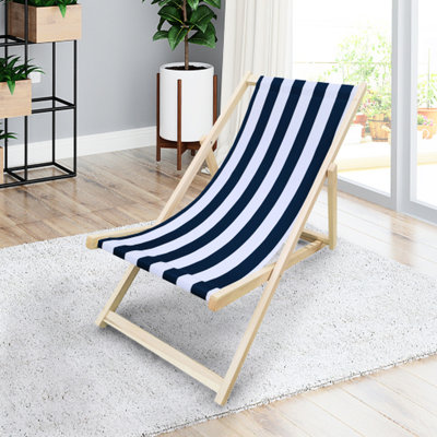 Chaise pliante en bois Populus à rayures larges bleu foncé pour piscine, capacité de 220 lb, 41,18 po Profondeur du jardin et largeur de 23,88 po, poids de 7,64 lb, paquet de 25,2, limite
