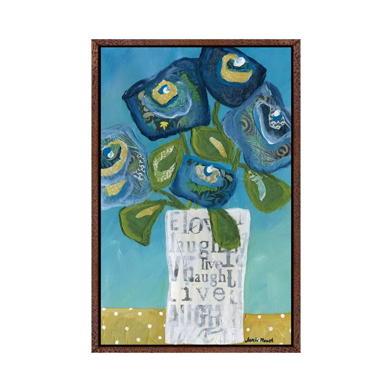Live Laugh Love In A Vase by Jamie Morath - Print on Canvas, Classic Brown Wood Framed, 66.04 cm H x 45.72 cm W