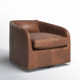 Paralimni Genuine Leather Swivel Armchair