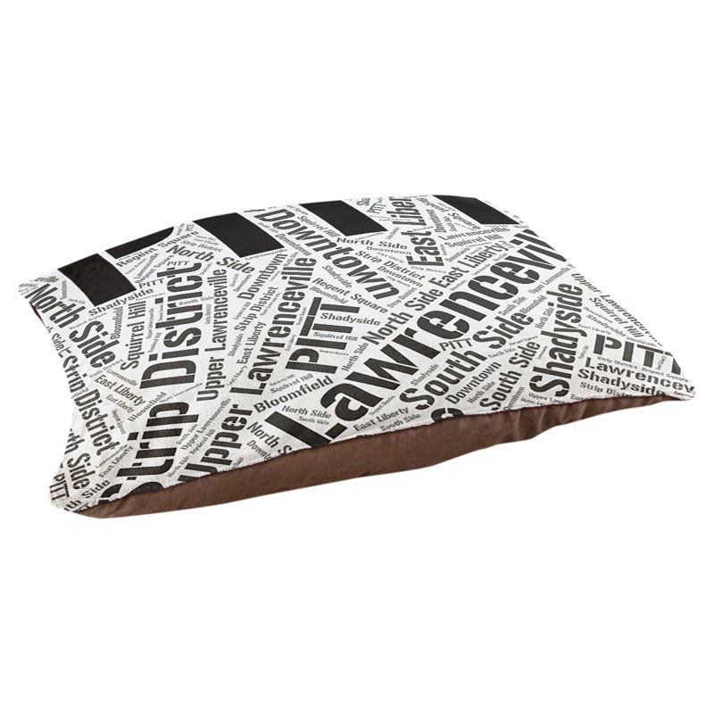 Coussin de chien « districts », Noir, Grand (l 40 po x P 30 po x H 14 po), Pittsburgh