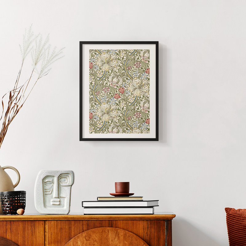 William Morris, reproduction encadrée CLxxix, H 14 po x l 11 po, Noir