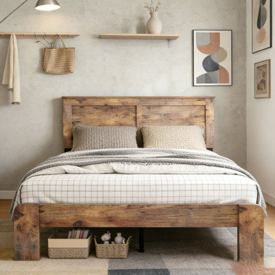 Wood Platform Bed Frame , Noise Free,No Box Spring Needed