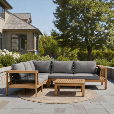 Ensemble de meubles de patio en bois d'acacia résistant aux intempéries avec sièges modulaires
