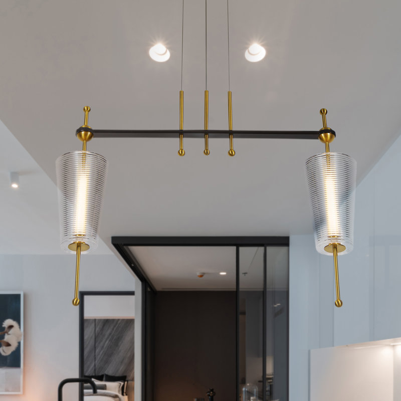 Luminaire suspendu conique en verre à 2 lumières avec hauteur réglable Toscana