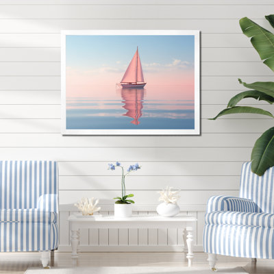 Reproduction sur toile de voilier rose pastel