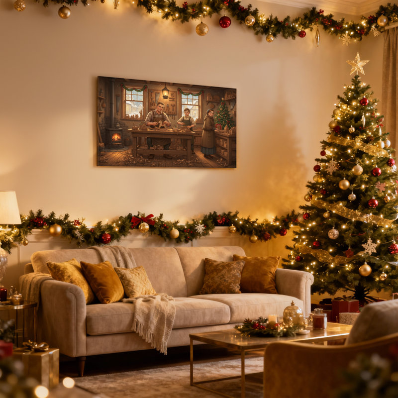 Ensemble de 3 reproductions d'art sur toile de Noël, H 24 po x l 36 po