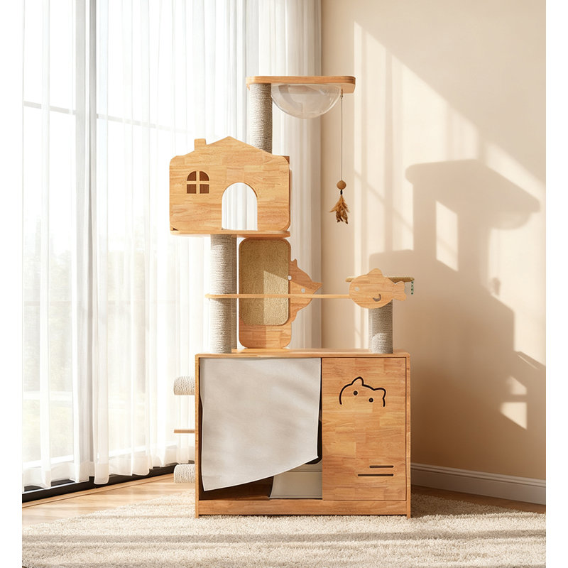 Solid wood multi-functional creative cat trees