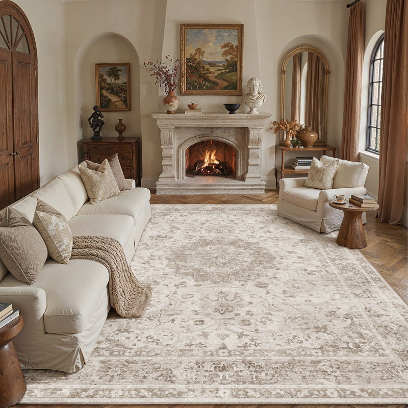 Machine Washable Vintage Oriental Area Rug With Non-slip Backing, Rectangle 8' x 10'