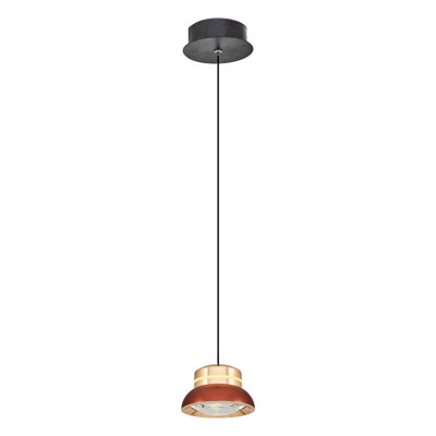 Élégant lustre en métal rouge, 4,3 po de diamètre x 47,2 po de hauteur | 1 x DEL intégrée 12 W, lumière chaude 3000 K, 1200 Lm | Élégant bouchon en acrylique | Parfait pour la salle à manger, le salon et le vestibule