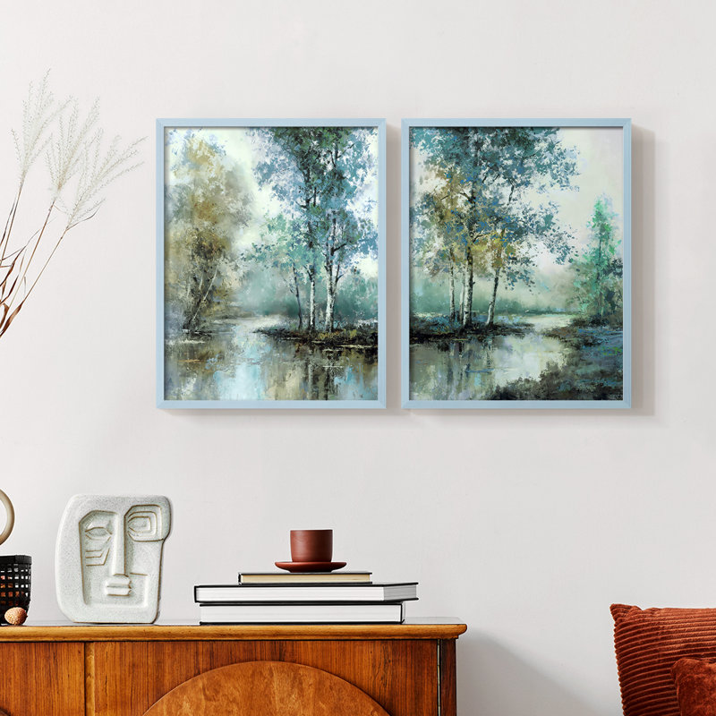 Spring's Grace I-Premium Framed Print -Ready to Hang - No Nails Required - No Nails Required, Blue, 21" H x 34" W