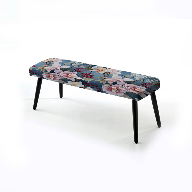 Seren Orchid Floral Motif - banc rembourré floral noir