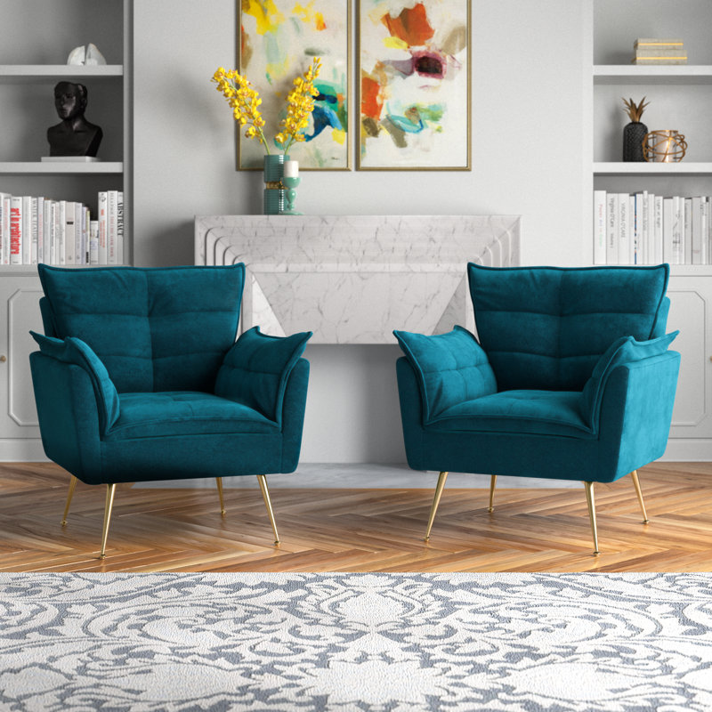 Toulouse Upholstered Armchair, Teal Velvet