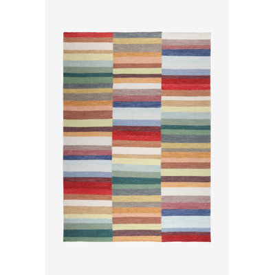 Mikenzi Striped Wool Hand Woven Area Rug