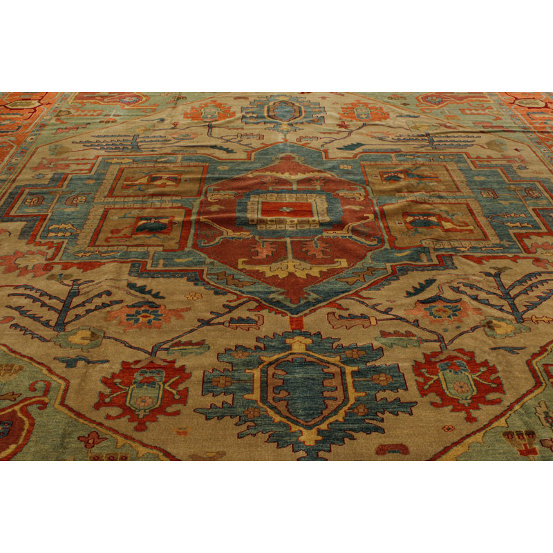 13x15 White and Red Turkish Traditional Rug