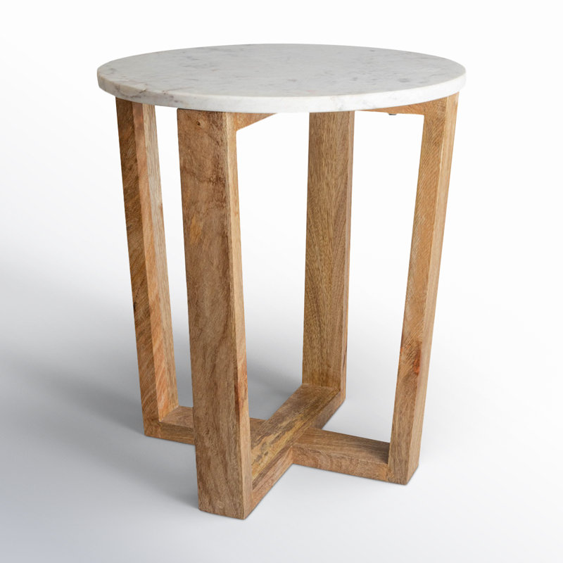 Langer Marble Top End Table, 20.5" H x 18" W x 18" D