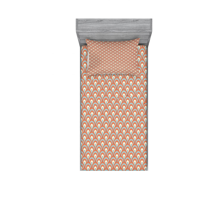 Microfiber Abstract Sheet Set, Twin Sheet Set with Fitted Sheet