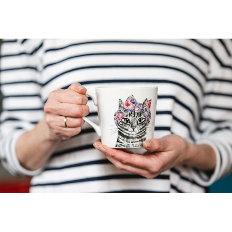 Tipperleyhill Cat Print Porcelain Mug, 380ml