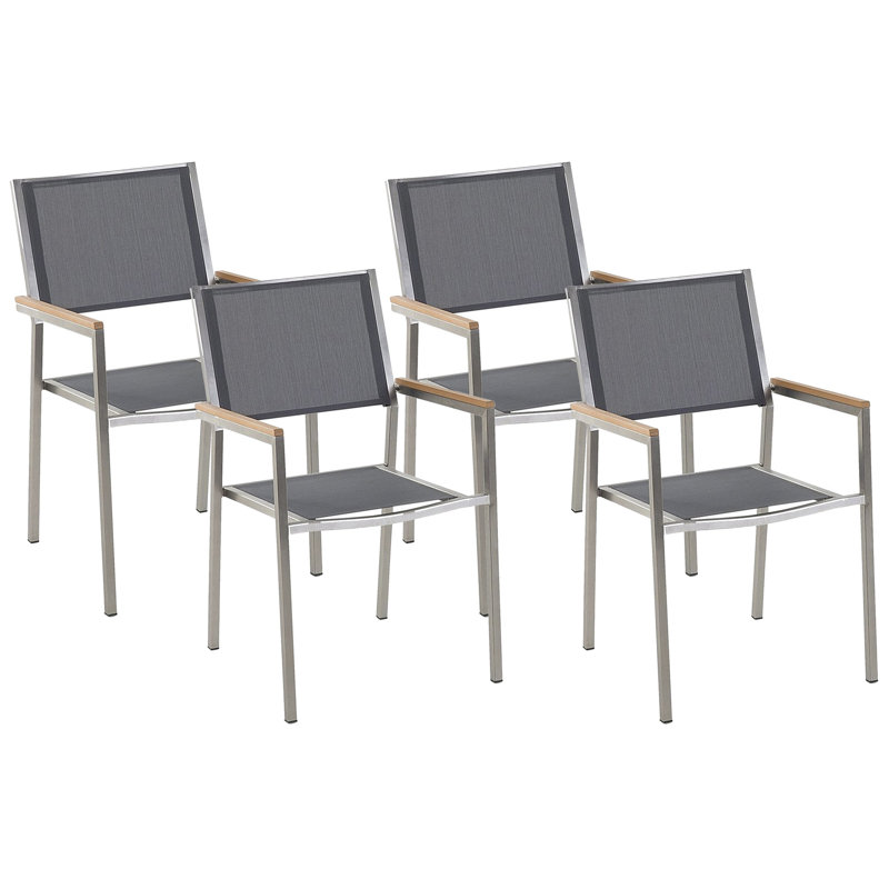 Faggion Stacking Patio Dining Armchair with Cushion, Grey