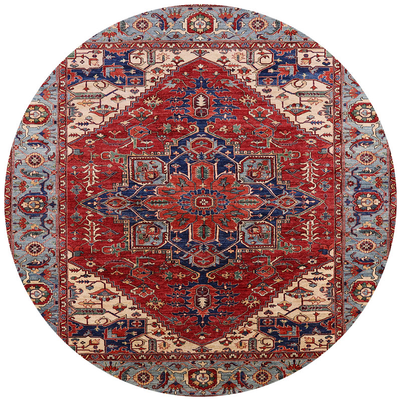 Tapis oriental rouge / beige / bleu Runell, Round 5'