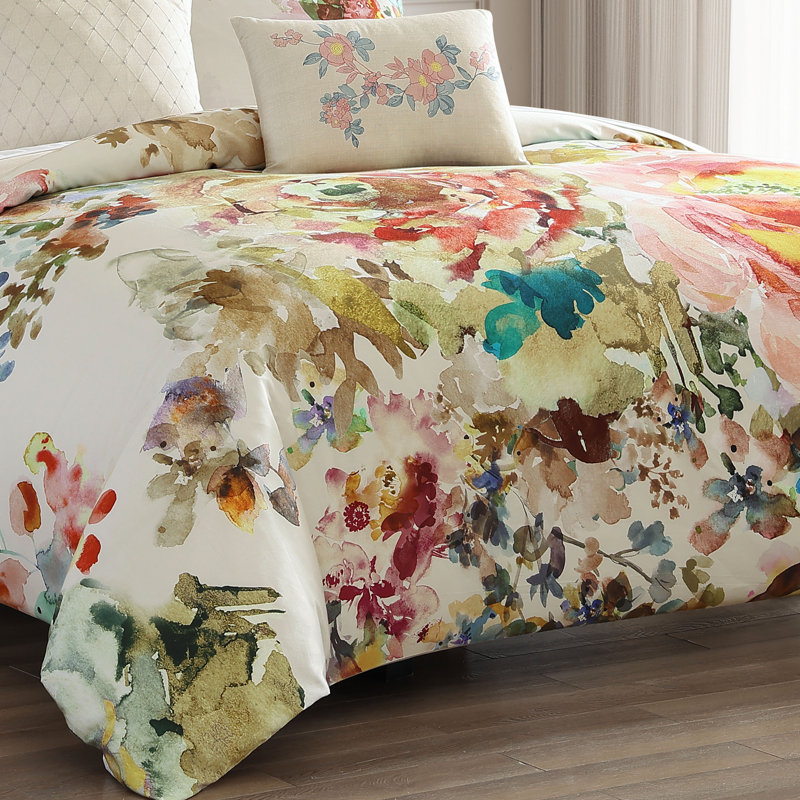 Bebejan Antique Flowers 100% Cotton Sateen 5 Piece Reversible Comforter Set