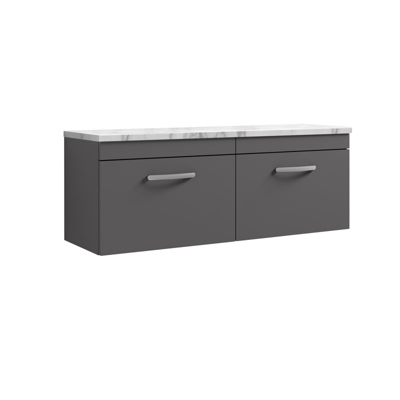 Athena 120.5cm Double Bathroom Vanity Base Only, Gloss Grey