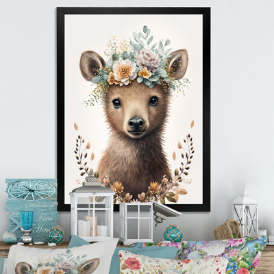 " Cute Baby Bear With Floral Crown I "