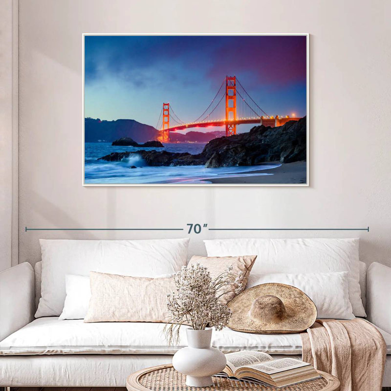 Baker Beach et le Golden Gate, Cadre flottant blanc, 46 po x 31 po