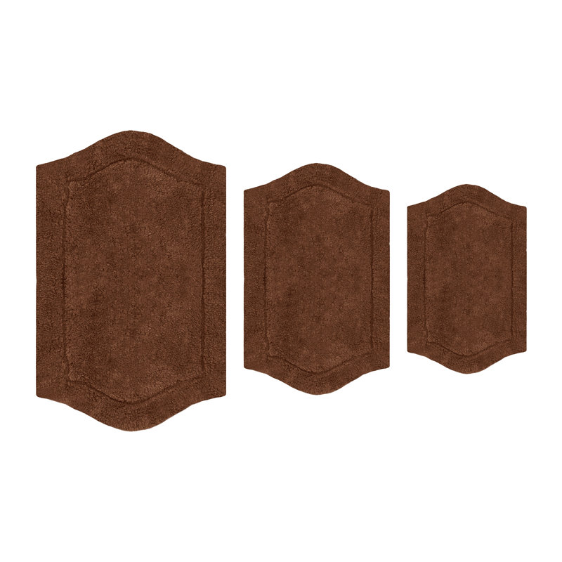 Tapis pour salle de bain 100% coton Morissette, antidérapant, séchage rapide, lavable à la machine, Chocolat