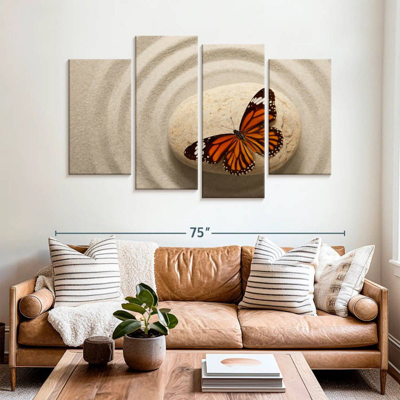 Zen Orange Butterfly, 42" H x 68" W