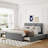 Size Upholstered Platform Bed With Brick Pattern Headboard, With XL Size Trundle And 2 Drawers, Linen Fabric,-1061109645