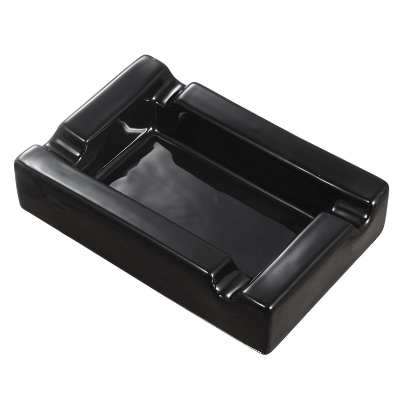 Visol Wesley Black Rectangular Ceramic Cigar Ashtray